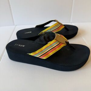 J.Crew Black Sandals with Multicolor Straps and Heel